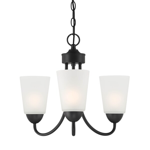 Designers Fountain Malone 3 Light Transitional Matte Black with Frosted Glass Shades Chandelier For Dining Rooms D267M-3CH-MB - main